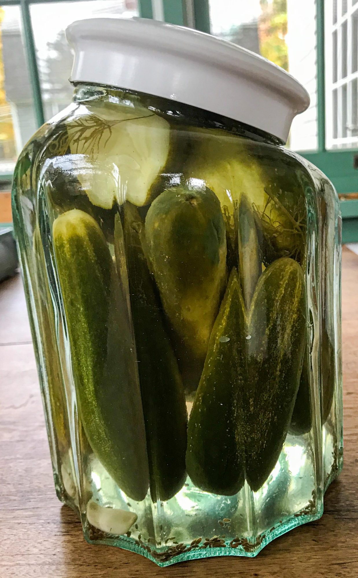 pickles in a jar of brine