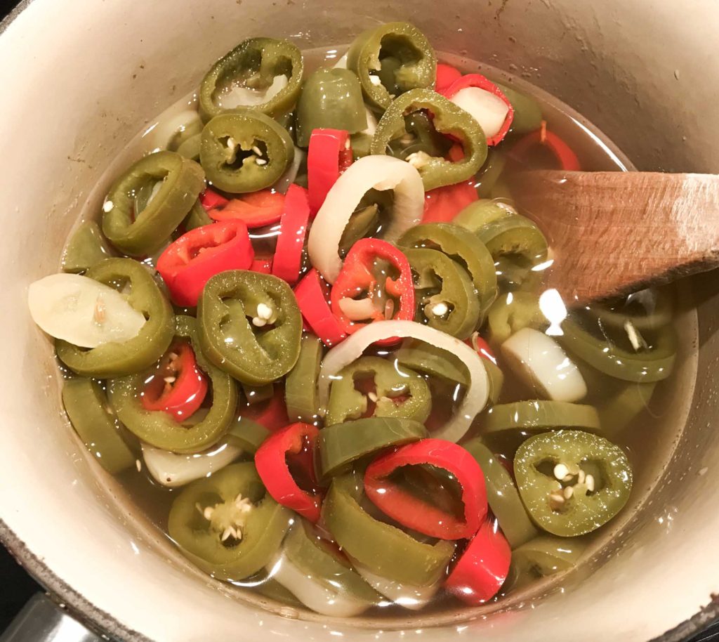 chilis in pot